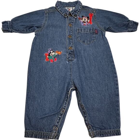 RARE Mickey & Co Disney 6-9 Mos Denim Long Sleeve Overalls Embroidered Mickey - Picture 1 of 14